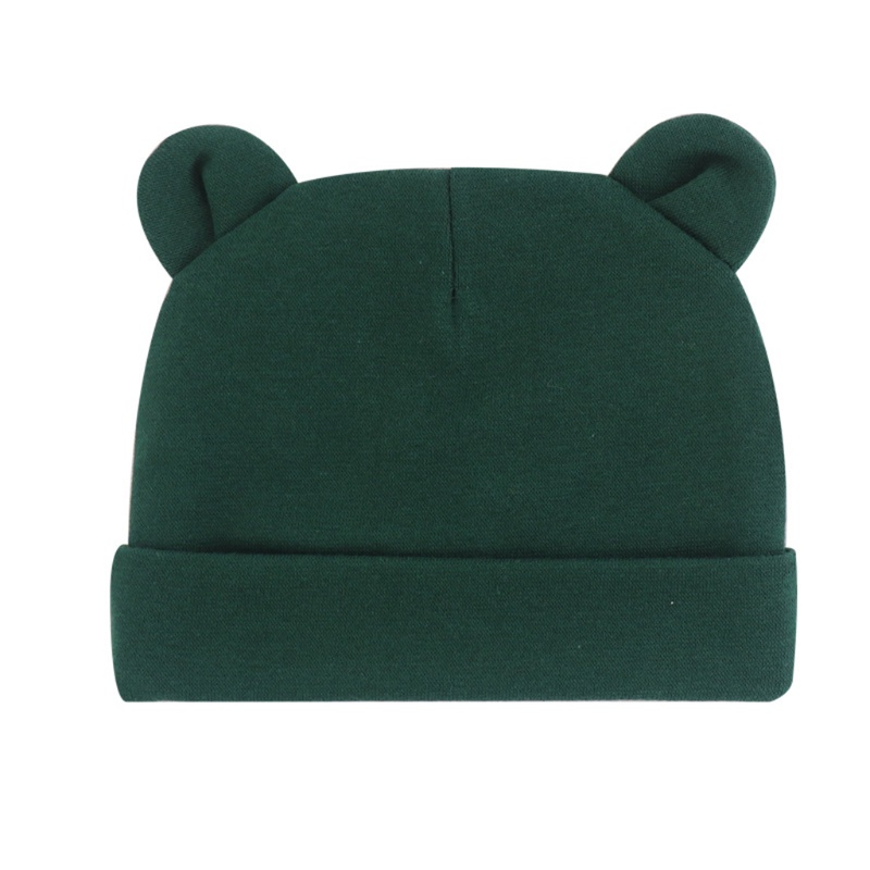 Mũ Beanie Màu Trơn Bằng Cotton Giữ Ấm Tai Cho Trẻ Sơ Sinh