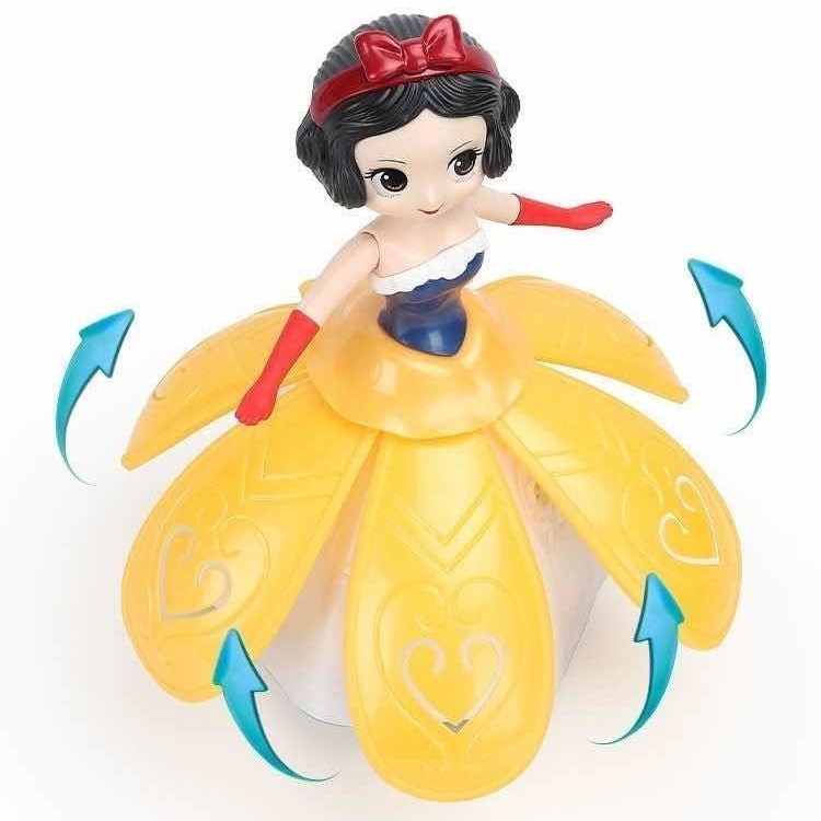 Đồ chơi trẻ em Frozen Snow White series xoay đèn múa hát gimbal cô gái đi bộ