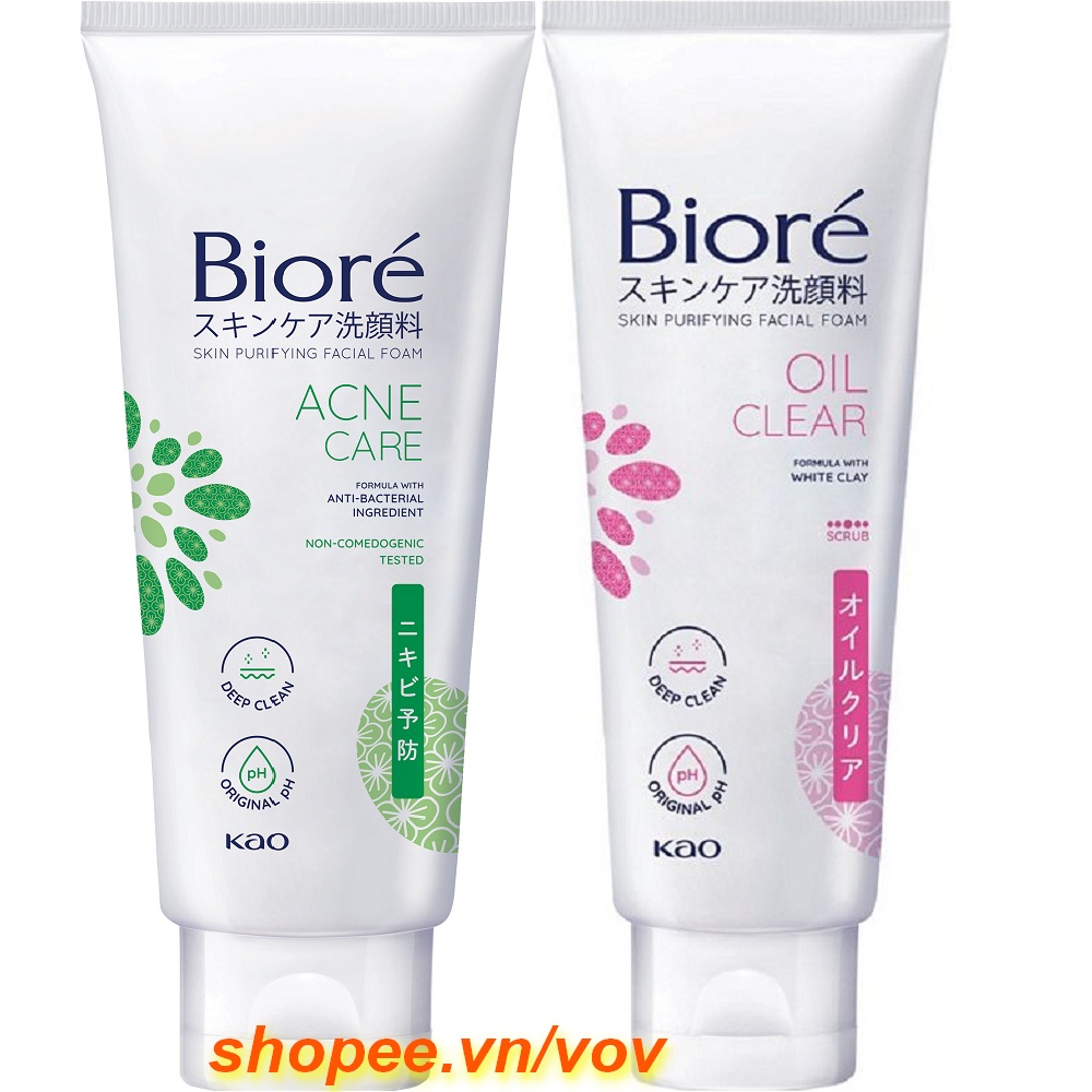 Sữa Rửa Mặt 100g Biore Acne Care Sạch Mụn Và Kháng Khuẩn, vov Cam Kết Chính Hãng.