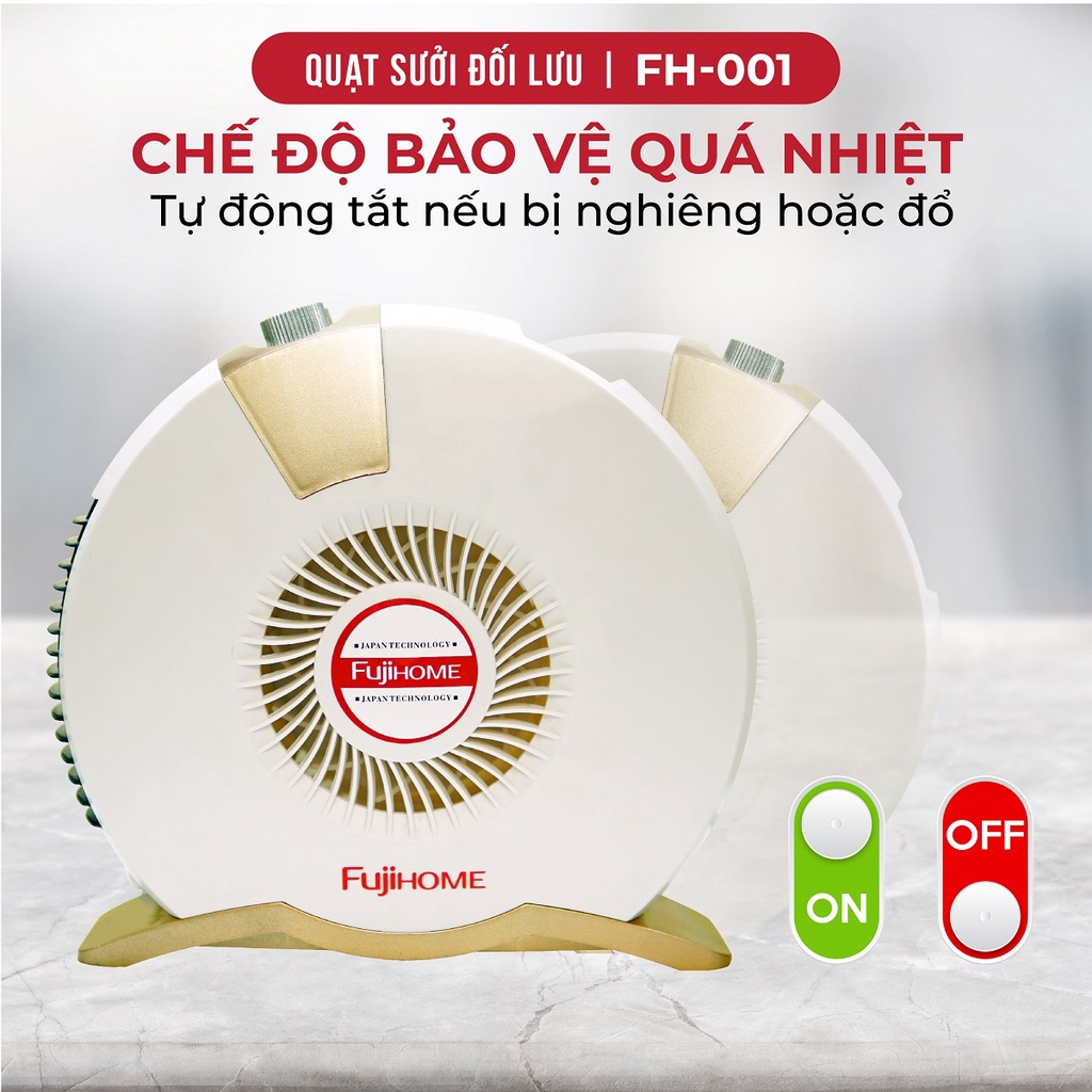 Quạt sưởi ấm Nhập Khẩu không khô da Fujihome, máy sưởi điện mini cầm tay không đốt oxy mùa đông cho bé không dầu gốm