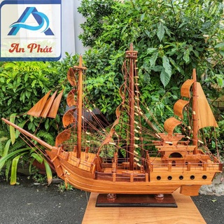 Thuyền Buồm Phong Thủy Gỗ Gõ 60x80cm