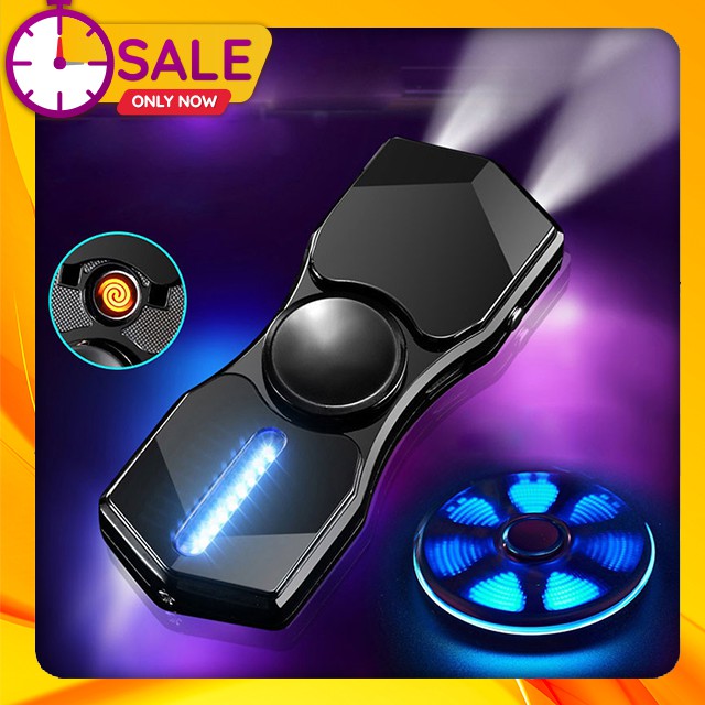 Con Quay-Bật-Lửa-Đồ-Chơi Spinner Kim Loại 2 Cánh Sạc Điện Có Đèn Led RGB Nổi Bật