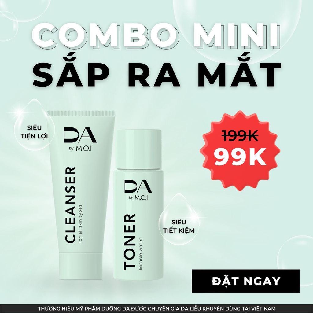 Combo mini sữa rửa mặt và toner DA by M.O.I (15 và 20ml)