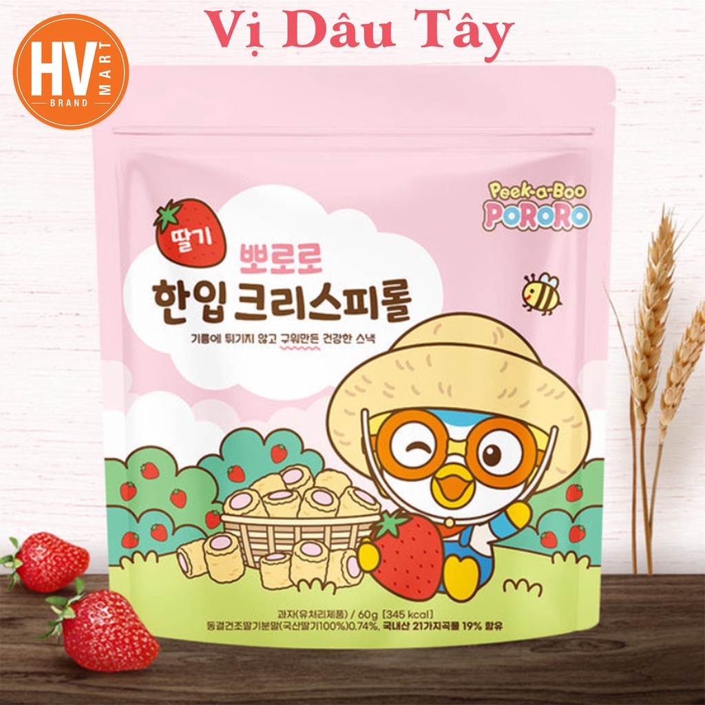 [Hàng Sale] Bánh Ngũ Cốc Cuộn Pororo Dâu Tây &amp; Phô Mai 60g