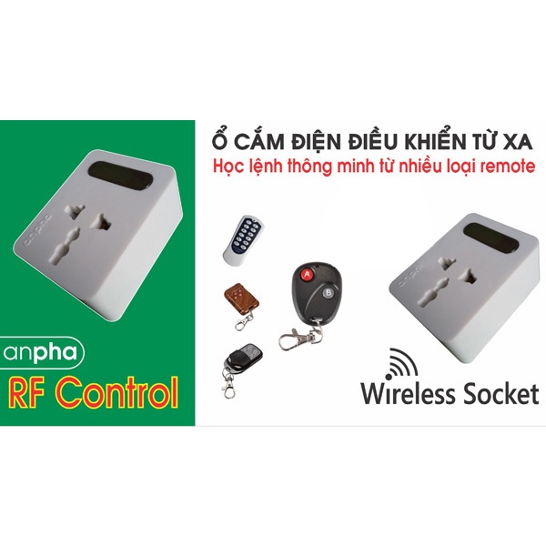 Ổ cắm hẹn giờ học lệnh điều khiển từ xa RF 315Mhz -  Anpha control