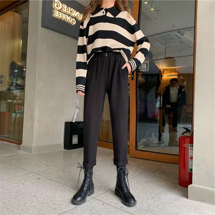 Quần Dài Ống Đứng Màu Trơn Thời Trang Nữ Tính