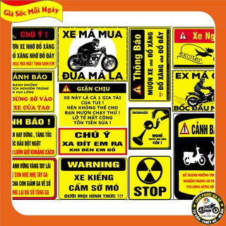 14 tem cảnh báo logo cảnh báo chống nước tem dán xe dán mũ bảo hiểm