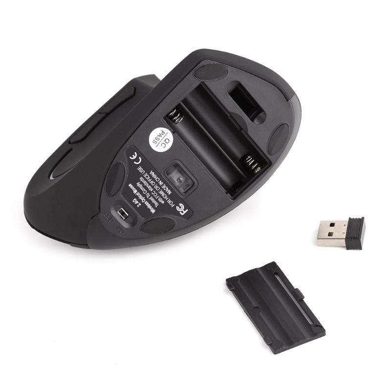 QUU* Ergonomic Vertical Wireless Optical Wrist Healing USB Mouse For Laptop PC