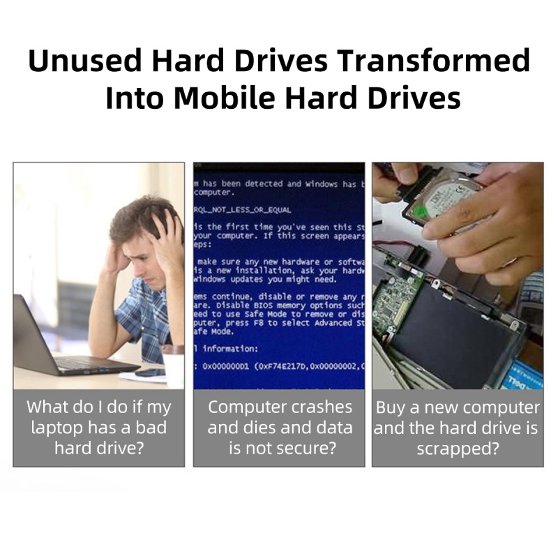 Hộp Đựng Ổ Cứng HdoorLink 2.5" SSD SATA Sang USB3.0 Kèm Dây Cáp USB3.0/2.0 Cho PC/Laptop