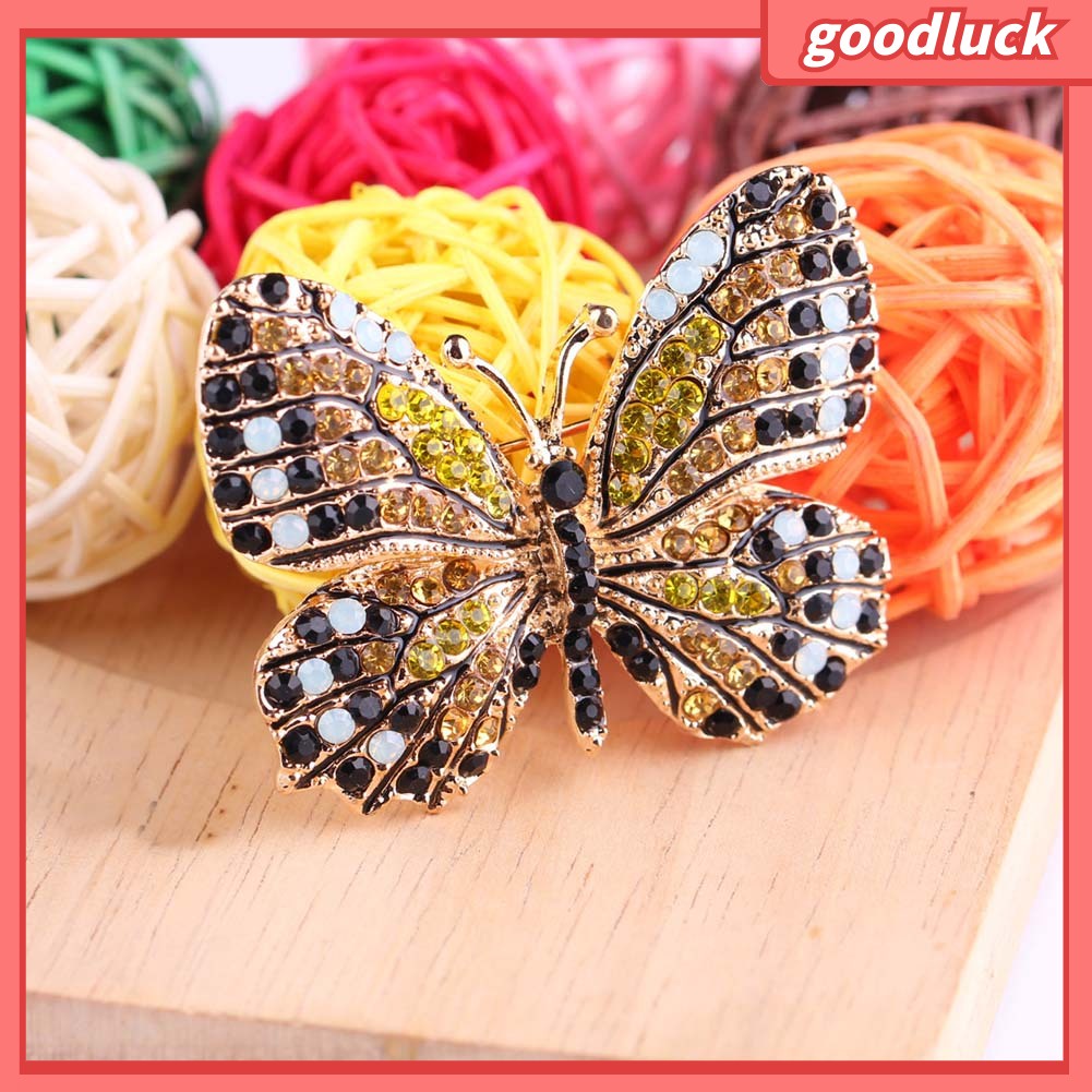Trâm Cài Áo Hình Bướm Có Đính Đá Nhiều Màu Cho Nữ