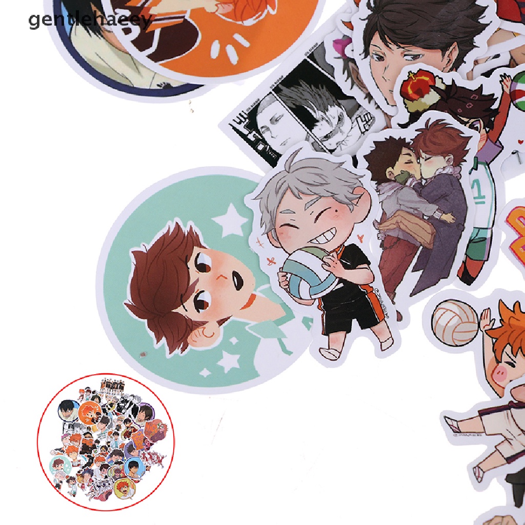 Set 50 miếng dán trang trí hình anime Haikyuu bằng PVC chống thấm nước DIY