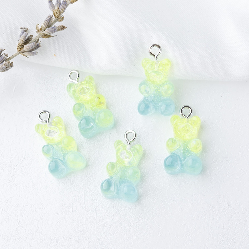 Mặt Dây Chuyền Hình Gấu Hoạt Hình Bằng Nhựa Resin Màu Kẹo Diy