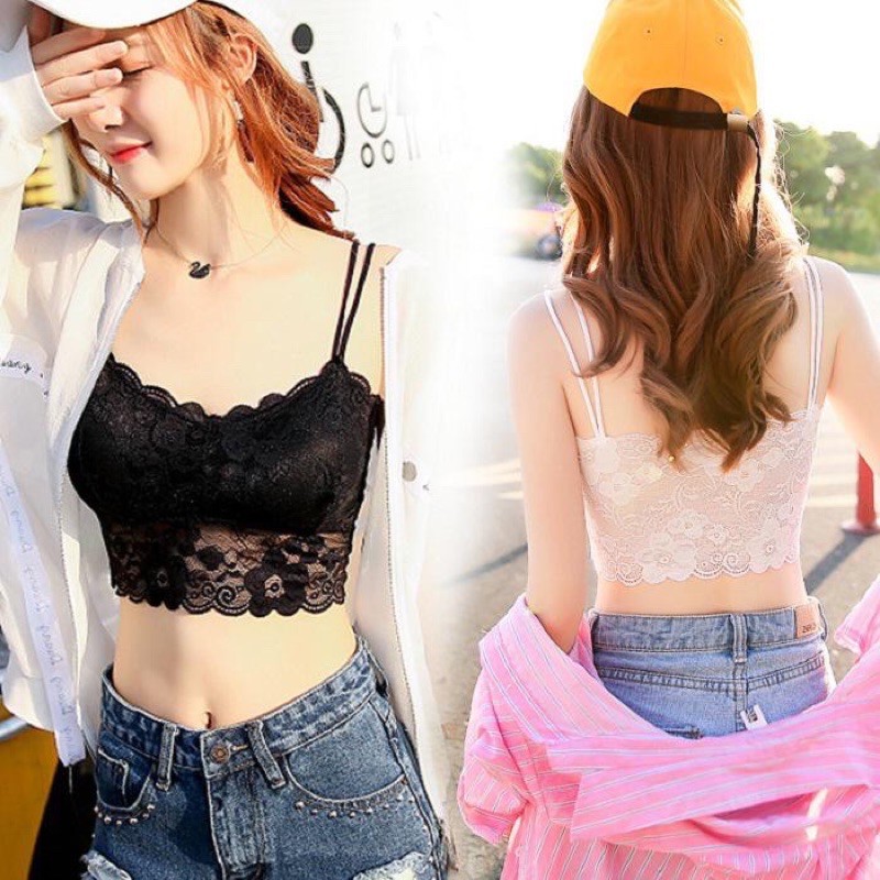 Áo Bra Quây 2 Dây Ren Hoa Siêu Mềm