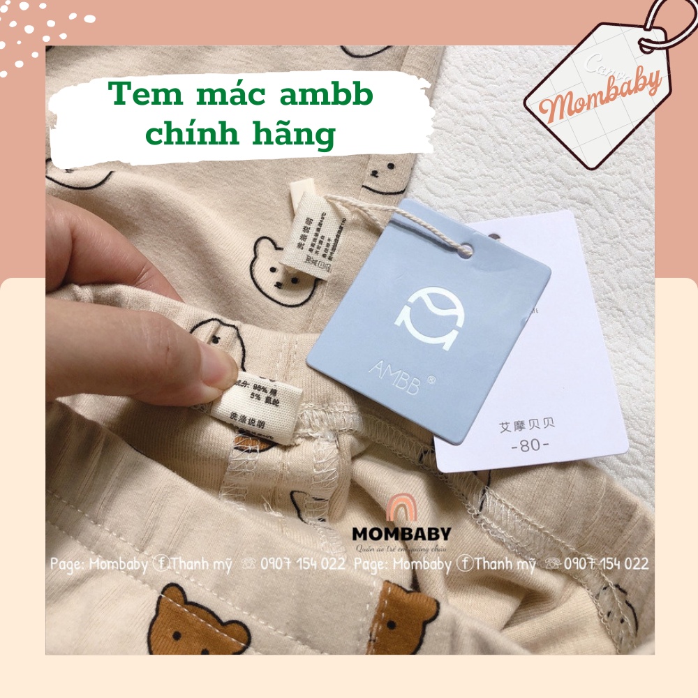 (Ambb-kids QC) Bộ Dài Tay Thun Cotton Co Dãn Họa Tiết Dễ Thương Cho Bé Trai, Bé Gái