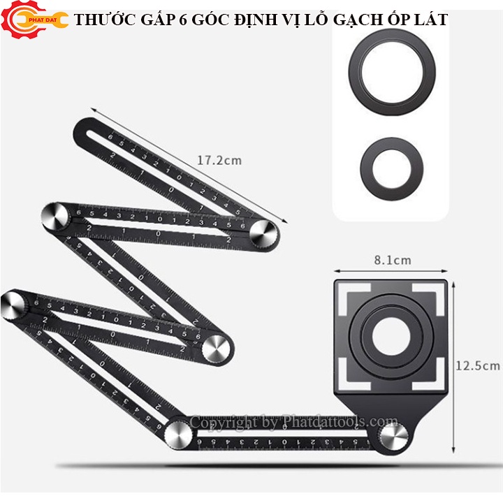 Thước Đo Góc Đa Năng 6 Khúc 6 Góc Dùng Để Gấp Góc Đo Định Vị Lỗ Khoan Căt Gạch Bằng Hợp Kim Nhôm Dễ Sử Dụng