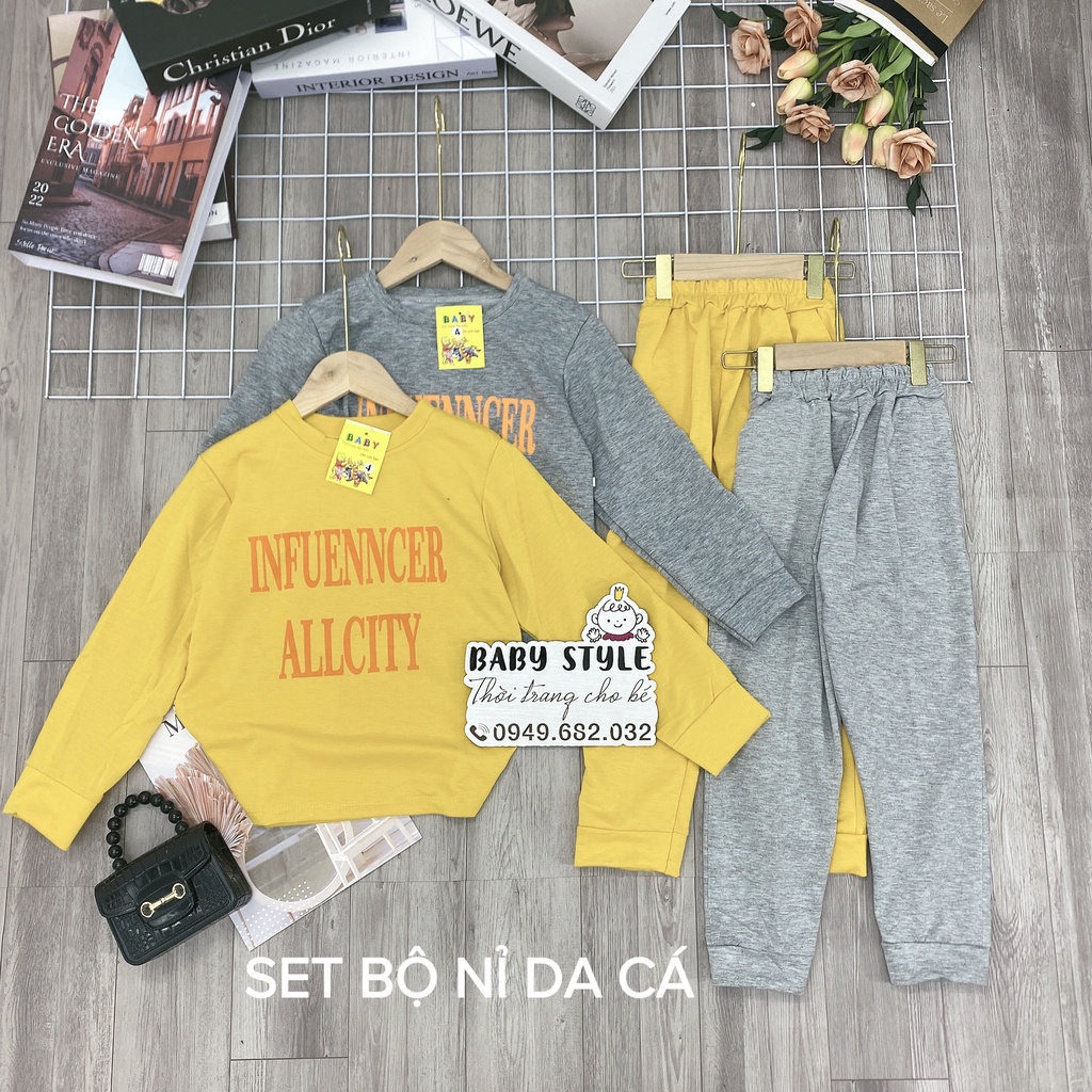 Bộ quần áo nỉ mùa đông ấm áp &quot;ALLCITY&quot; 14-45kg cho bé gái 4-15 tuổi. Vải da cá dày đẹp. Hàng may kỹ. G39