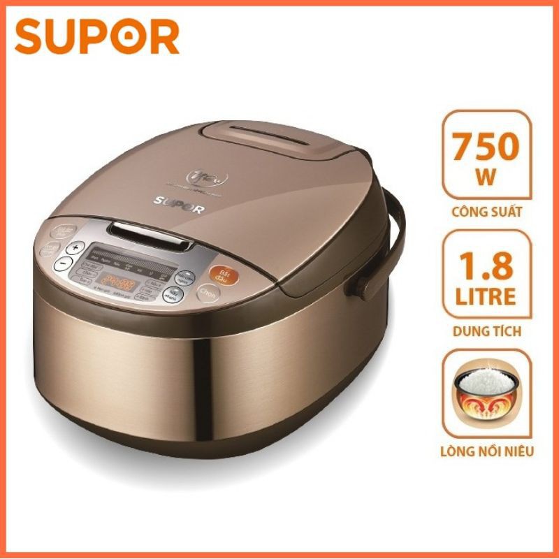 Nồi Cơm Supor CFXB50FC33VN-75 Lòng Nồi Niêu 1.8L - (tặng kèm vỉ hấp)