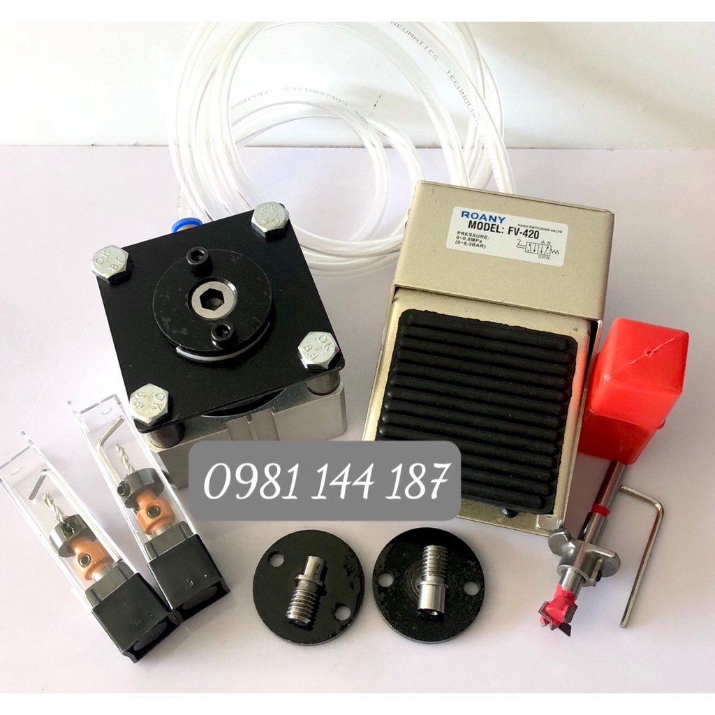 Máy dập nẹp, máy đột chỉ, che Lỗ Vít, Che Lỗ Cam  + Mũi khoan mồi 8mm,10mm,15mm CÓ CỬ CHẶN