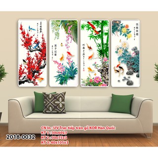 Tranh Treo Tường Đẹp / Tranh Treo Tường Tứ Quý / Tranh Treo Tường Phòng Khách / In trực tiếp trên gỗ nhập khẩu