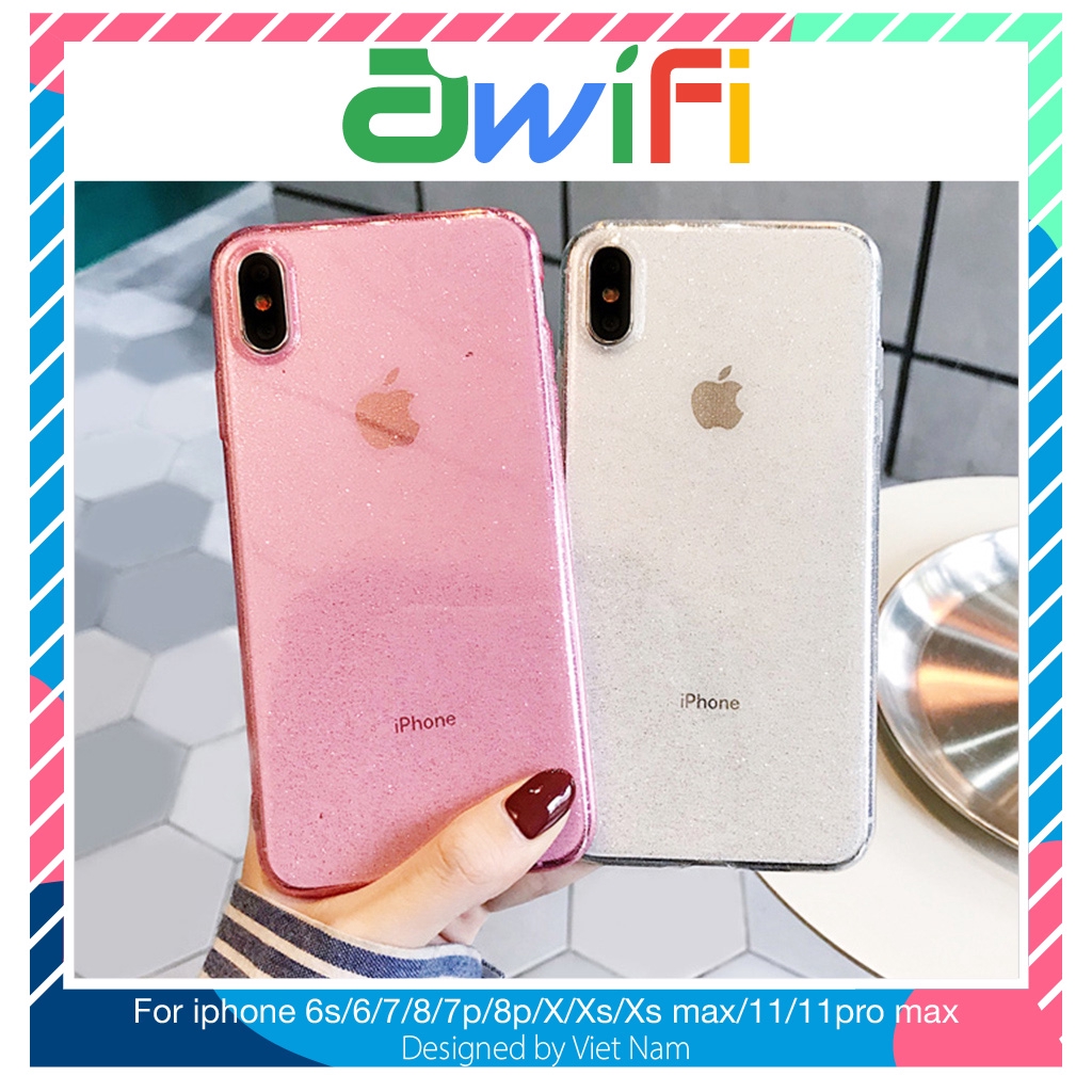 Ốp lưng iphone nhũ kim tuyến 5/5s/6/6plus/6s/6splus/7/7plus/8/8plus/x/xr/xs/11/12/pro/max/plus/promax - Awifi Case E5-8