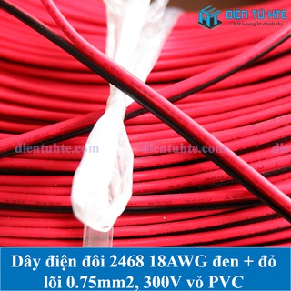 Dây điện đôi 2468 18awg 2 màu đỏ - đen lõi 0.75mm2 vỏ pvc