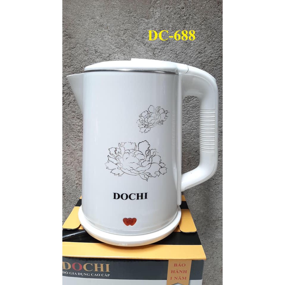 Ấm Siêu Tốc DOCHI DC688 1,8L Inox 304 Vỏ Ngoài Chống Nóng Đun Nước Cực Nhanh 1500W