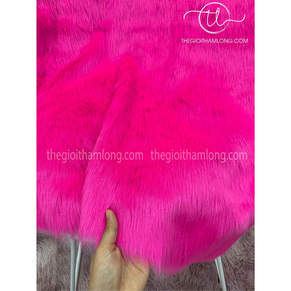 Thảm lông màu hồng đậm - lông dài hồ ly 5cm