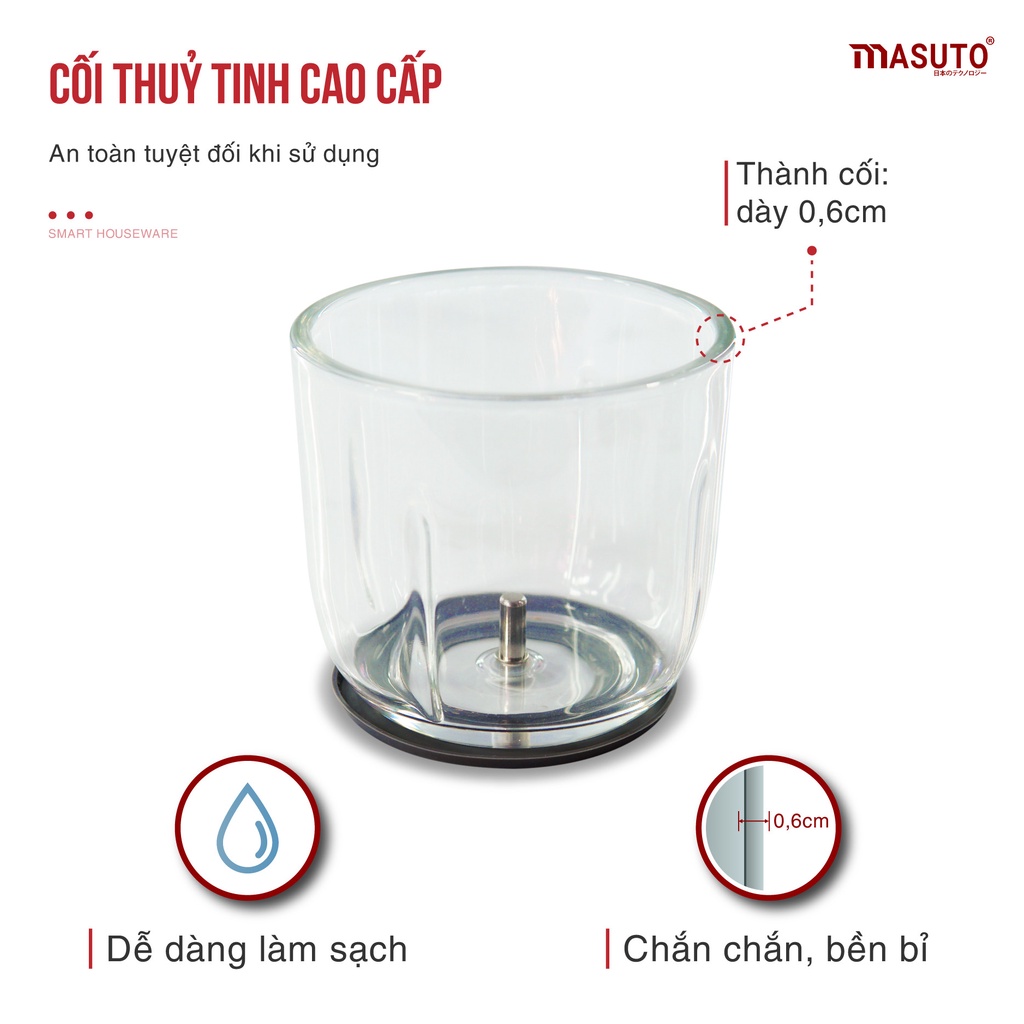 Máy xay sinh tố đa năng Masuto cối 0,6L say thịt đồ ăn dặm tỏi ớt siêu nhuyễn chỉ 10s TẶNG 30 KHẨU TRANG 4D