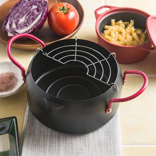 Nồi Chiên Lọc Dầu Kèm Vỉ  Size 18cm, Chảo Ráo Dầu Tiện Dụng Cho Gia Đình