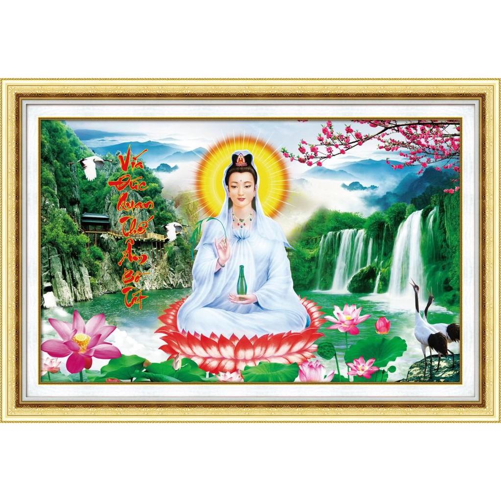 Tranh thêu Chữ Thập Mẹ Quan Âm kt59x40cm 88966