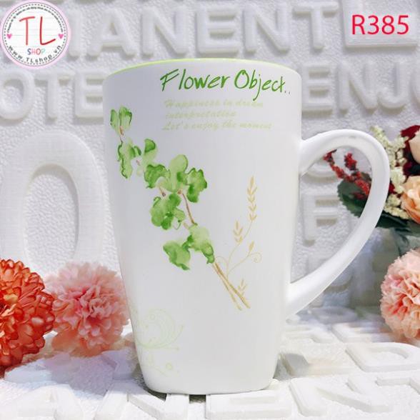 Ly sứ - cốc sứ - Ly sứ in hình cành hoa - ly uống nước - ly uống cà phê - ly uống trà