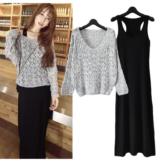 SUXI Áo dài tay + đầm dài thời trang cho nữ