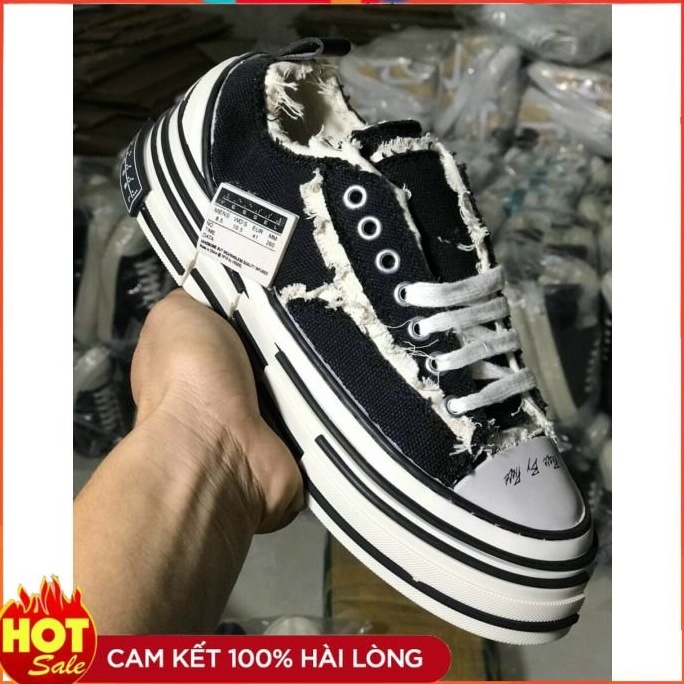Giày Sneaker Xvessel Nam Nữ, Giày Thể Thao CV Rách Đế Gỗ Tăng Chiều Cao Siêu Đẹp, Siêu Xinh Full Size