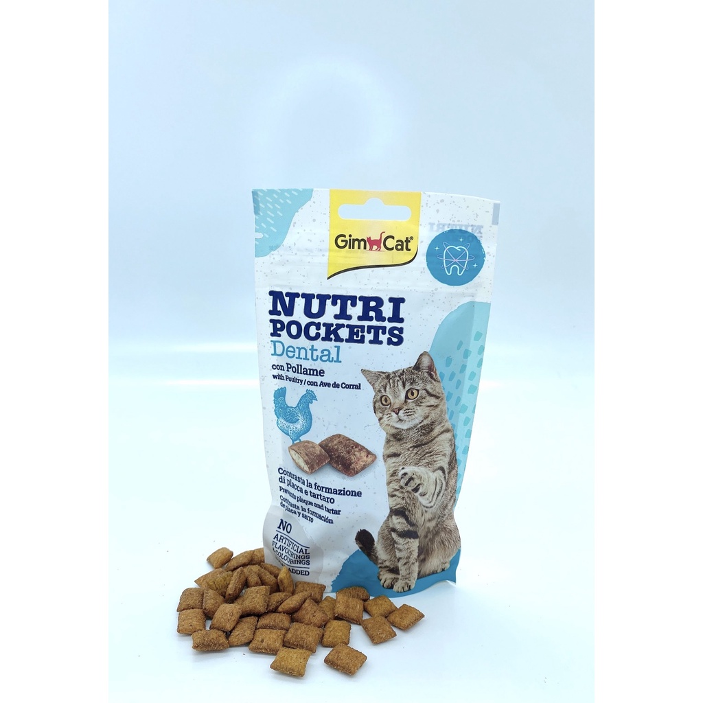 GimCat Nutri Pockets Dental 60G - Snack Bánh Quy Giòn Làm Sạch Và Ngăn Ngừa Cao Răng Cho Mèo