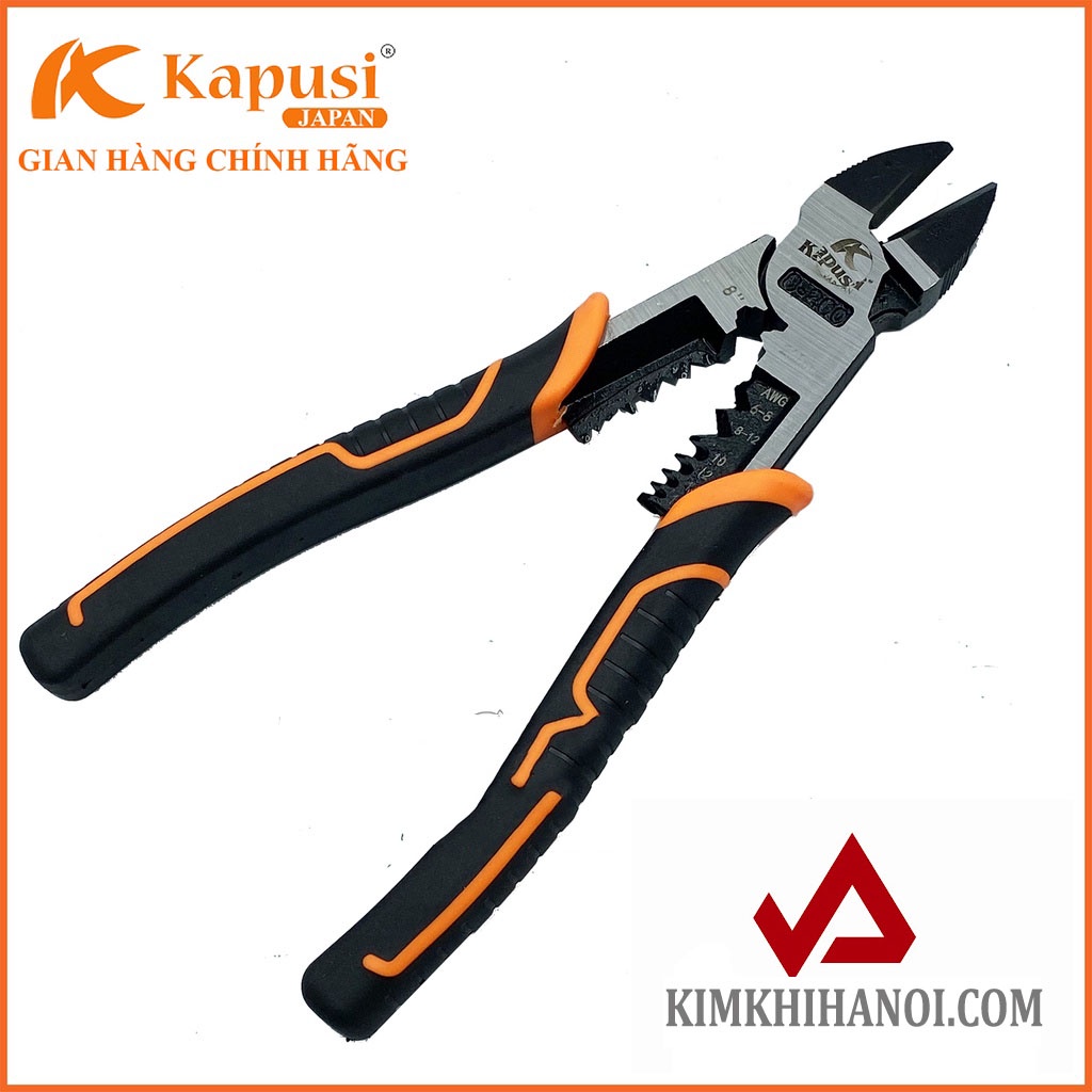 Kìm cắt đa năng kìm công nghiệp Kapusi 8inch 200mm, thép CR-V đen xám cao cấp mạ Niken chống gỉ