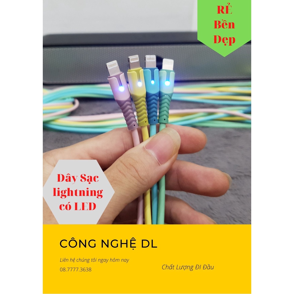 Dây sạc Lingtning chất liệu nhựa non có LED-Siêu bền