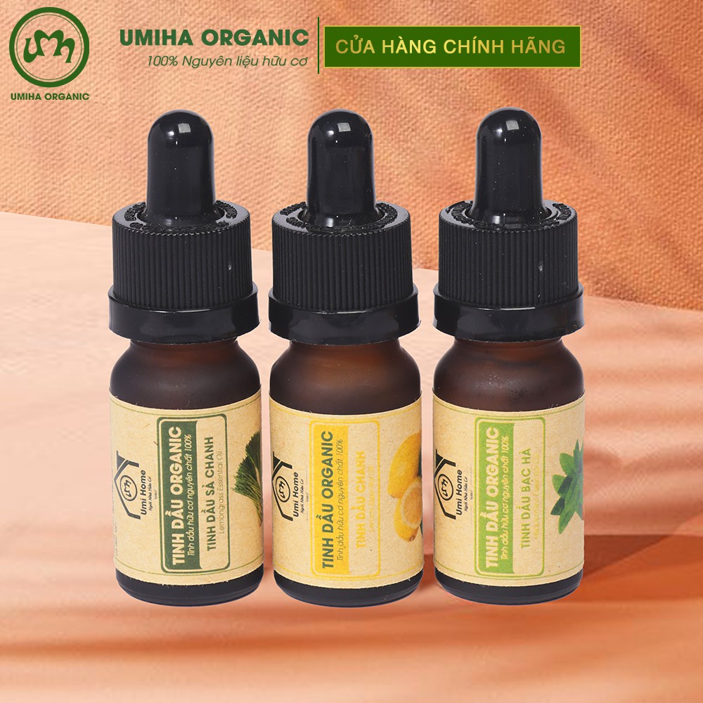 Combo 3 lọ Tinh Dầu UMIHA gồm - Chanh, Sả Chanh, Bạc Hà (10mlx3) - Hữu cơ nguyên chất