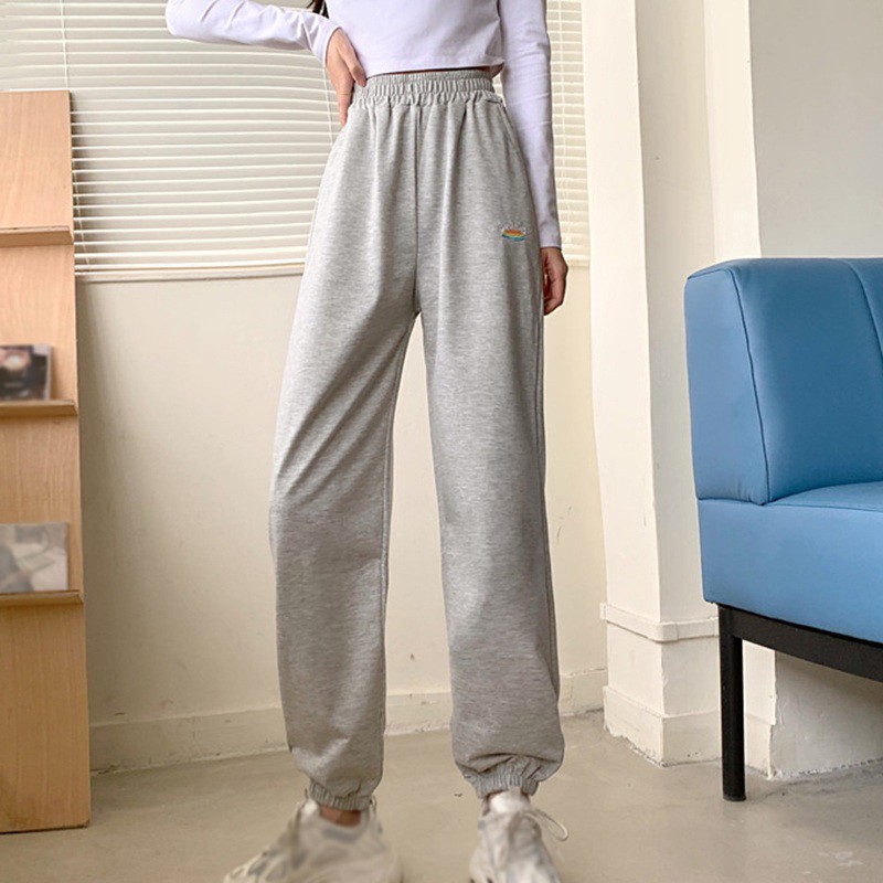 Quần Dài Thể Thao Lưng Cao Phong Cách Hàn Quốc Cho Nữ