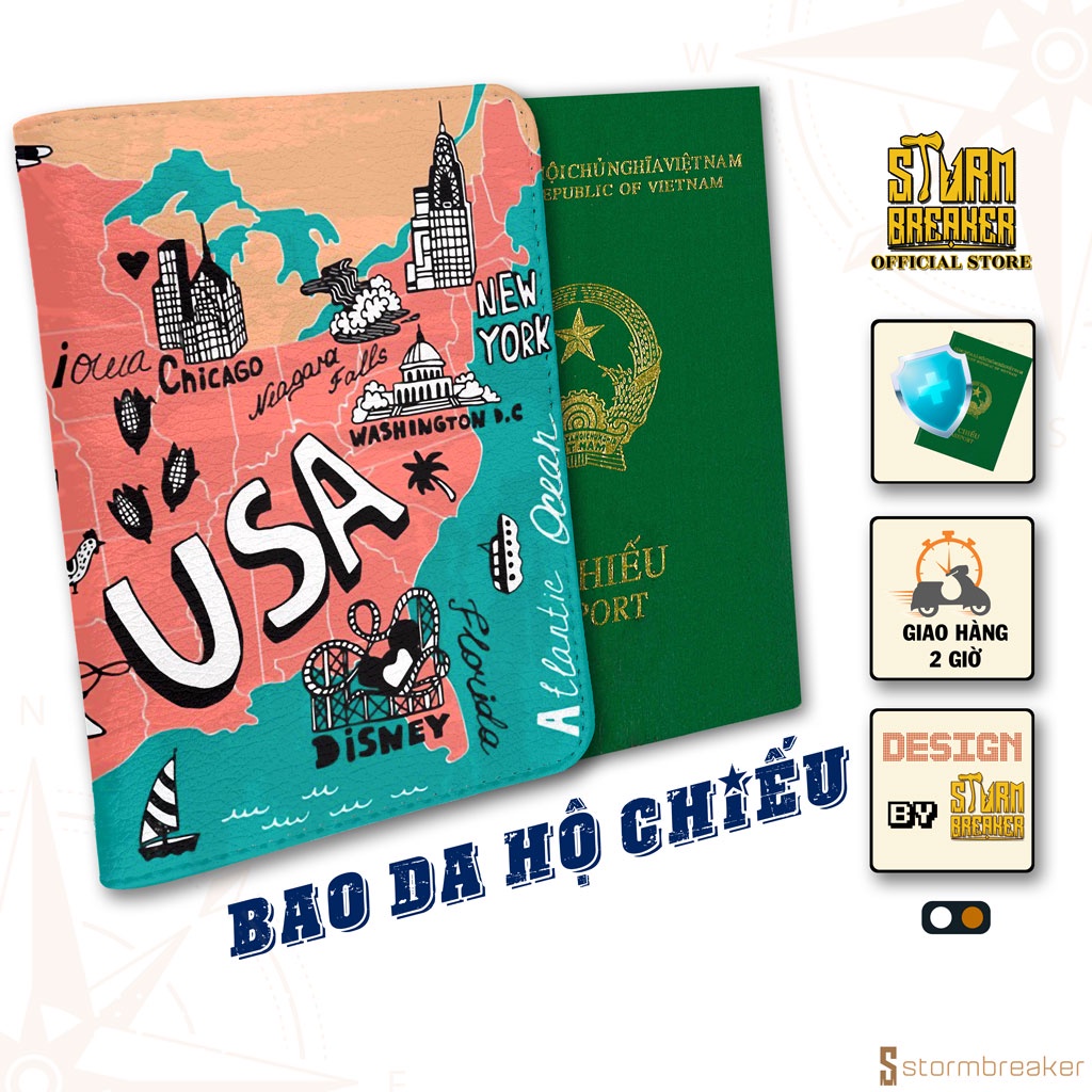 Bao Da Hộ Chiếu / Passport Du Lịch Nam - Nữ  TRAVEL TO AMERICA - LT048 STORMBREAKER