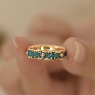 Nhẫn Họa Tiết malachite Xanh Lá Đính Đá zircon Sang Trọng
