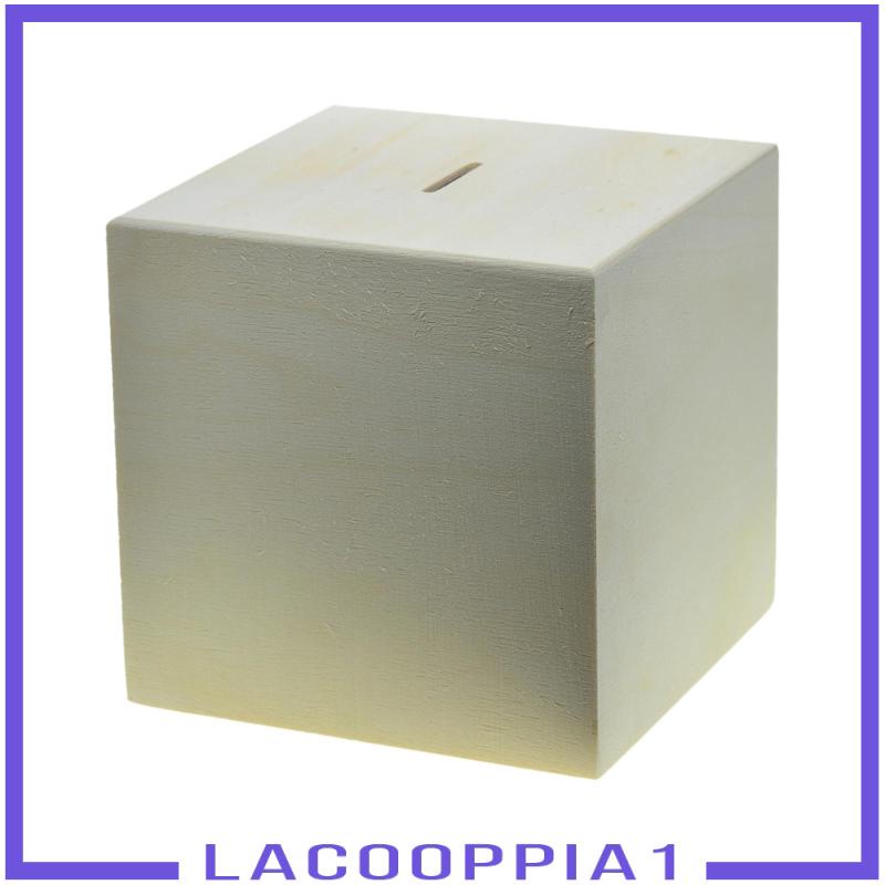 [Lacooppia1] Hộp Đựng Tiền Tiết Kiệm Hình Dạng Cuboid Bằng Gỗ DIY Cho Trẻ Em
