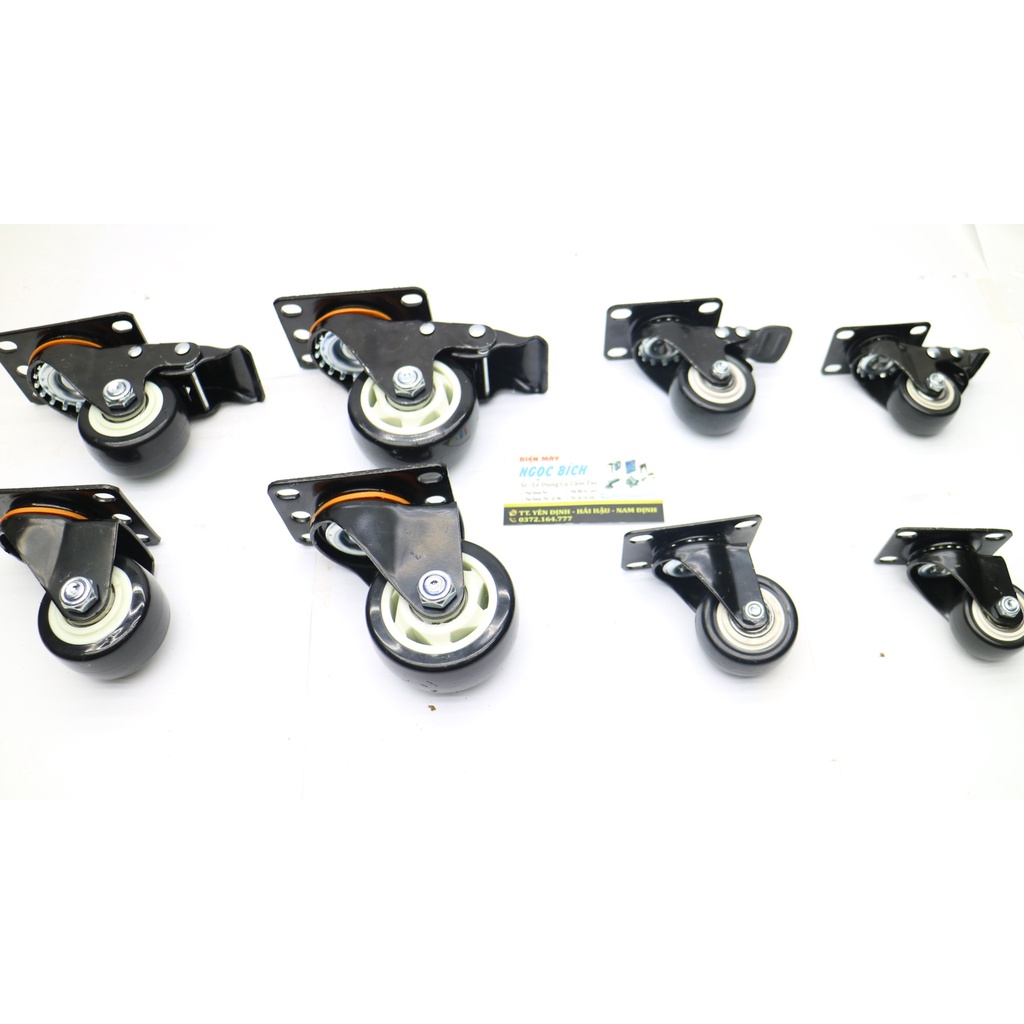 [RẺ VÔ ĐỊCH] Bánh xe đen viền 4cm,5cm,6cm,7cm Loại Tốt - Có Khóa Chống Trượt Xoay