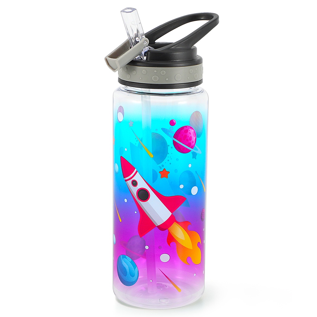 Bình Nước Dễ Thương Có Ống Hút Chống Rò Rỉ 23oz / 680ml Dành Cho Bé Trai Và Bé Gái