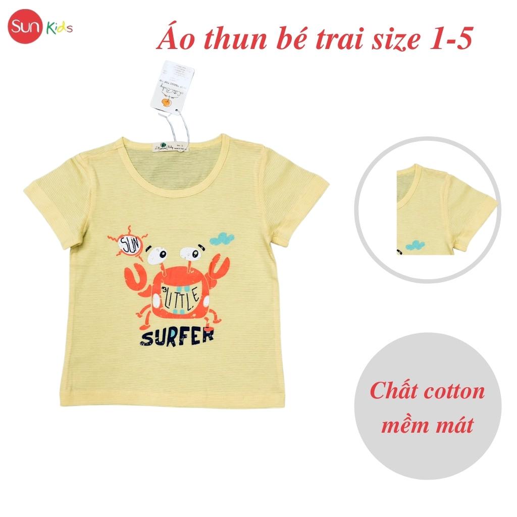 Áo thun bé trai, áo phông cho bé trai chất cotton nhiều màu, size 1-5 tuổi - SUNKIDS