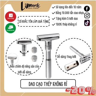 Set Dao Cạo Thép Không Rỉ (Tặng kèm 5 lưỡi dao) Limart