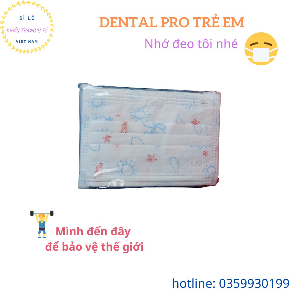 [YT DENTAL PRO] Khẩu Trang Y Tế Khẩu Trang Kháng Khuẩn Trẻ Em 4 Lớp Hộp 50 Chiếc Có Hình Màu Xanh, Màu Trắng, Màu Hồng