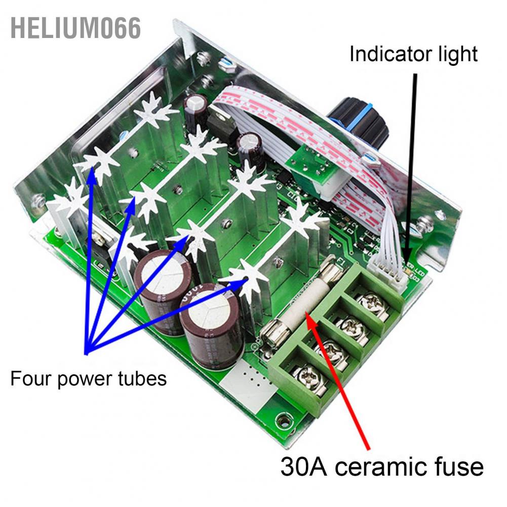 Helium066 Helium066 DC12V ‑ 50V Bộ điều khiển tốc độ động cơ DC PWM chuyên nghiệp Vỏ kim loại chỉnh 30A