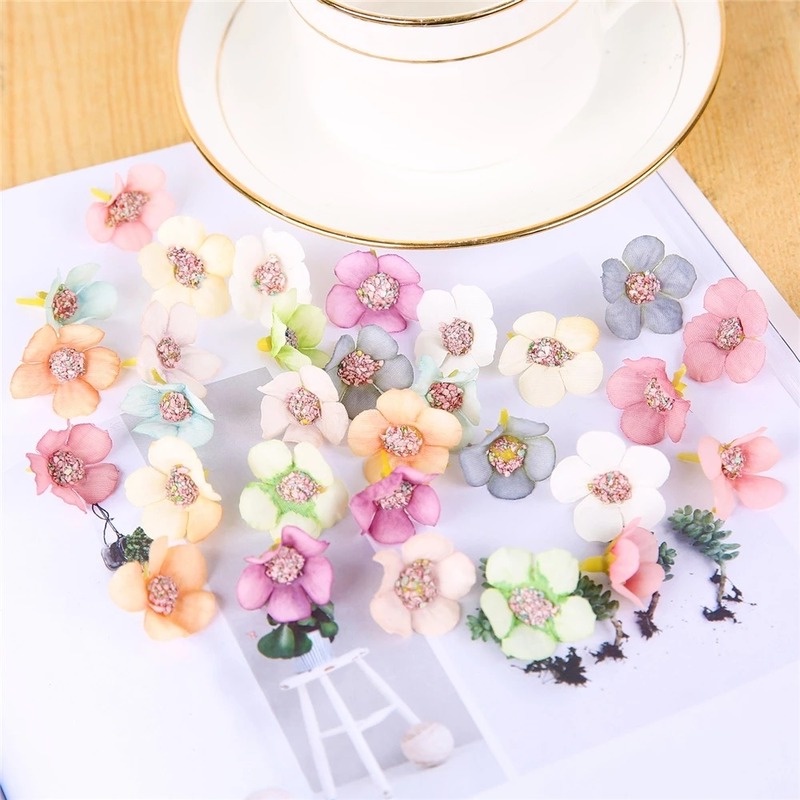 Set 50 Hoa Cúc Giả Mini Nhiều Màu Trang Trí Đa Năng