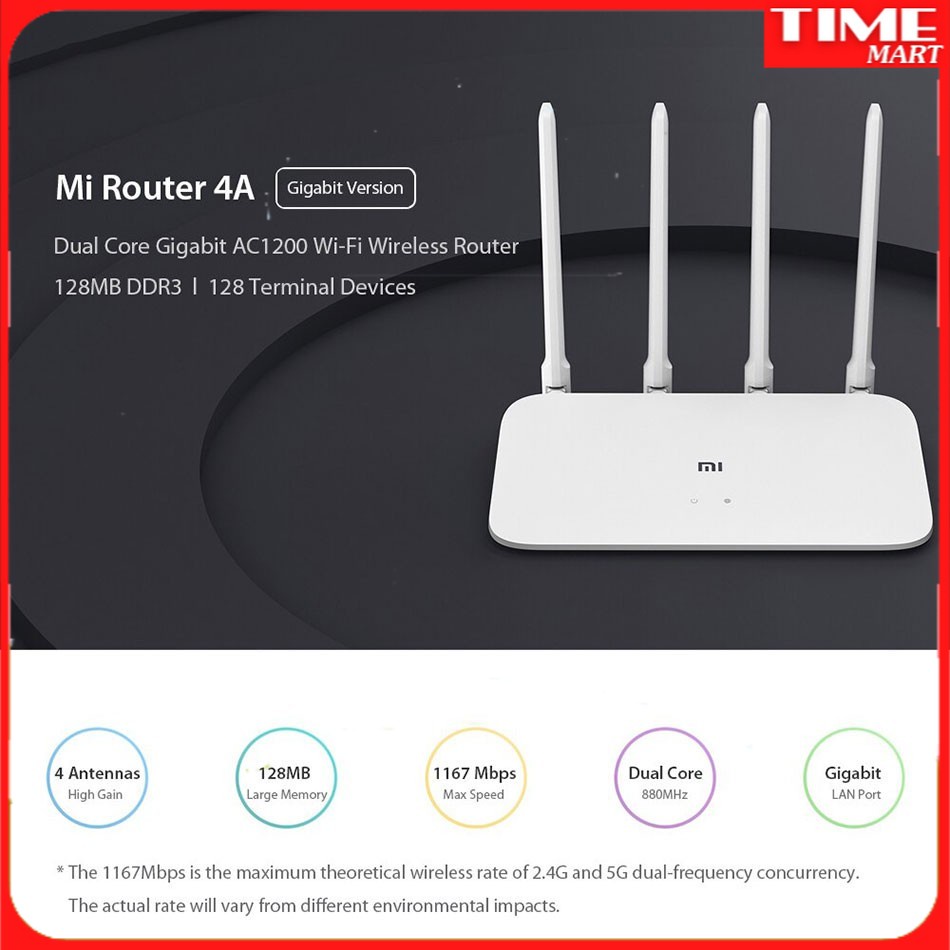 [CHÍNH HÃNG] Bộ Phát Wifi Xiaomi Router 4 Ăng teng, 4 Râu, Rom 64GB. Bảo Hành 6 Tháng [TIME_MART]