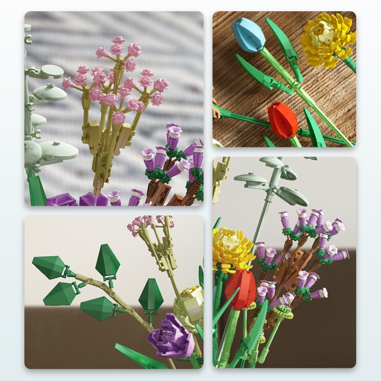 Bộ đồ chơi lắp ráp hoa, bó hoa hồng -655001